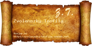 Zvolenszky Teofila névjegykártya